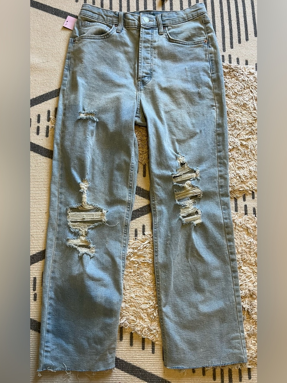 wild fable Highest Rise Distressed Straight Leg Jeans - Light Blue
